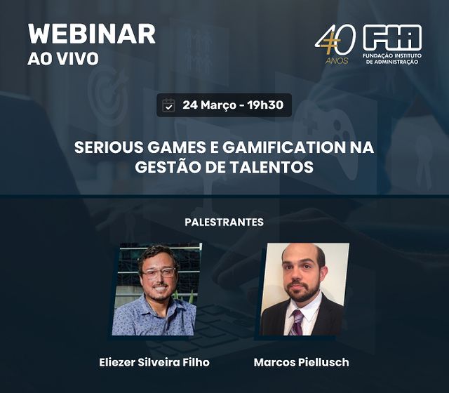 Eliezer Silveira Filho palestra em evento da FIA sobre gamificação na gestão de talentos